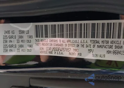 2015 Jeep Cherokee Limited from USA, damaged, VIN 1C4PJMDS3FW757057